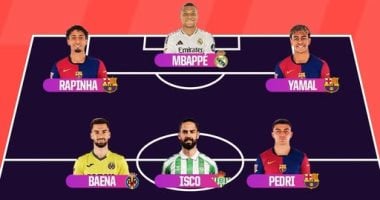 مبابى يزامل يامال ورافينيا فى التشكيل المثالى للموسم  بالدورى الإسباني